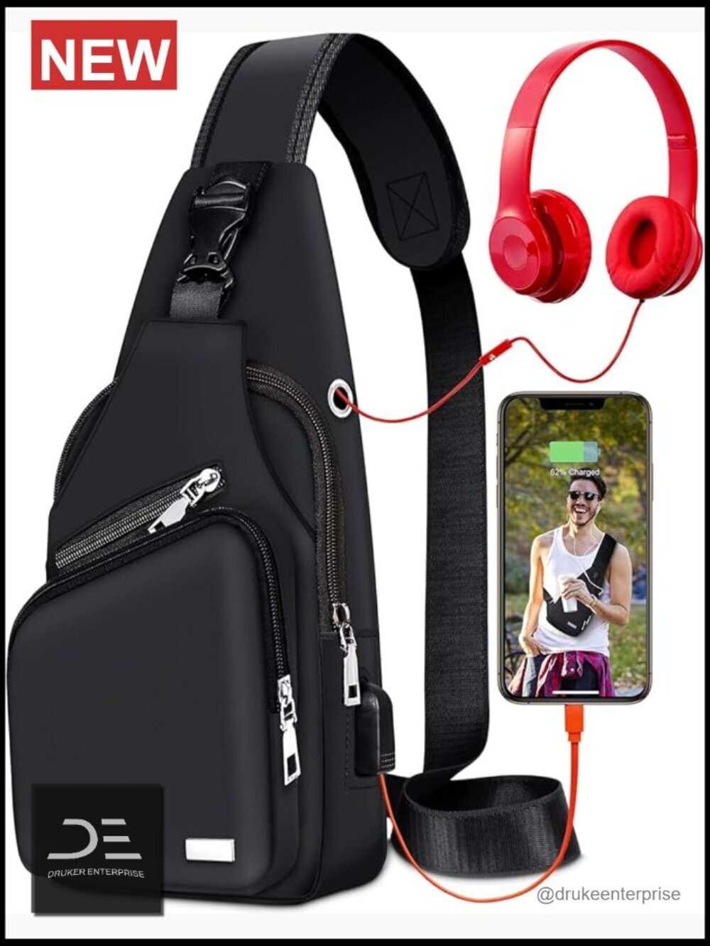 Waterproof Sling Bag Crossbody Backpack Hiking Daypack Multipurpose